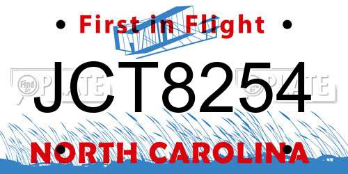 JCT8254 North Carolina License Plate