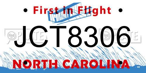 JCT8306 North Carolina License Plate