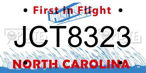JCT8323 North Carolina License Plate