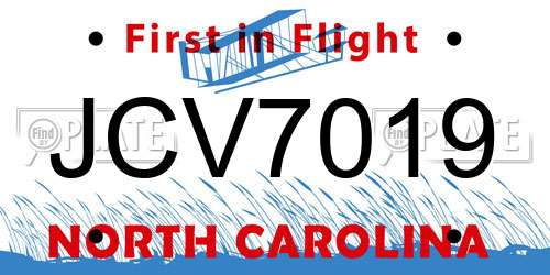 JCV7019 North Carolina License Plate