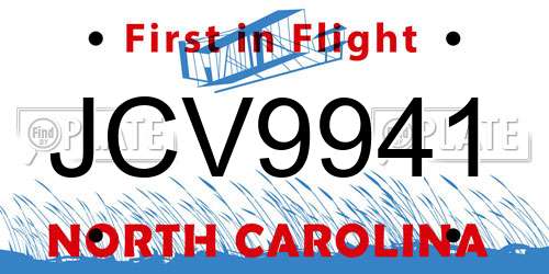 JCV9941 North Carolina License Plate