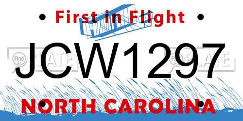 JCW1297 North Carolina License Plate