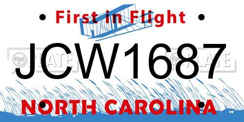 JCW1687 North Carolina License Plate