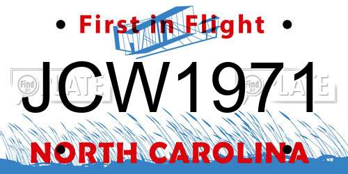 JCW1971 North Carolina License Plate