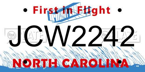 JCW2242 North Carolina License Plate
