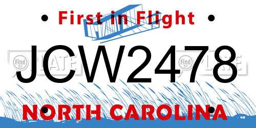JCW2478 North Carolina License Plate