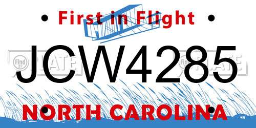 JCW4285 North Carolina License Plate