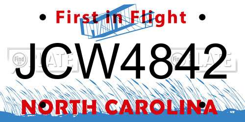 JCW4842 North Carolina License Plate