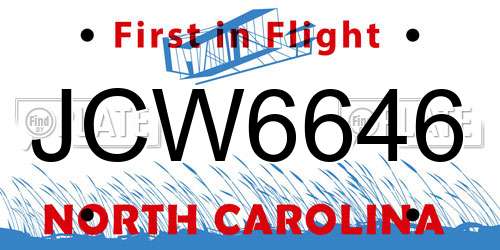 JCW6646 North Carolina License Plate