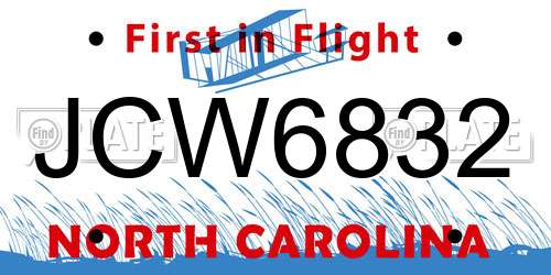 JCW6832 North Carolina License Plate