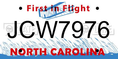 JCW7976 North Carolina License Plate