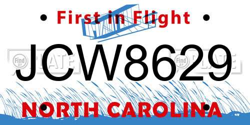 JCW8629 North Carolina License Plate