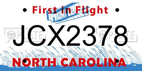 JCX2378 North Carolina License Plate