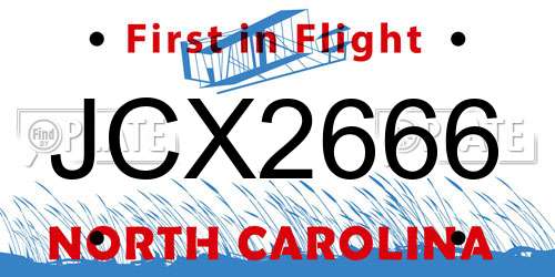 JCX2666 North Carolina License Plate