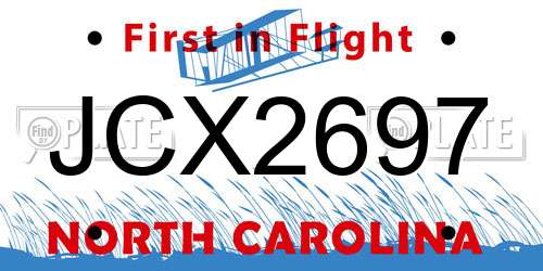 JCX2697 North Carolina License Plate