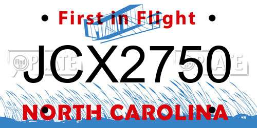 JCX2750 North Carolina License Plate
