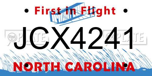 JCX4241 North Carolina License Plate