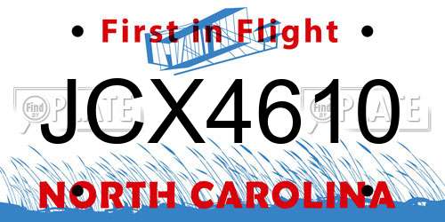 JCX4610 North Carolina License Plate
