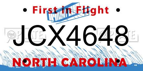 JCX4648 North Carolina License Plate