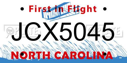 JCX5045 North Carolina License Plate