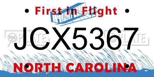 JCX5367 North Carolina License Plate