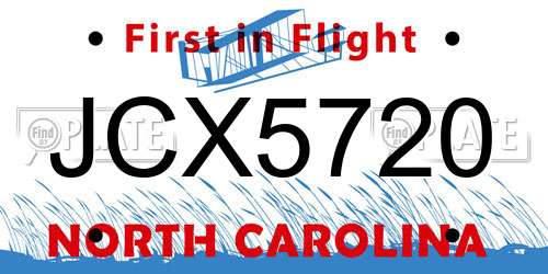 JCX5720 North Carolina License Plate