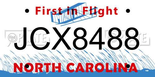 JCX8488 North Carolina License Plate