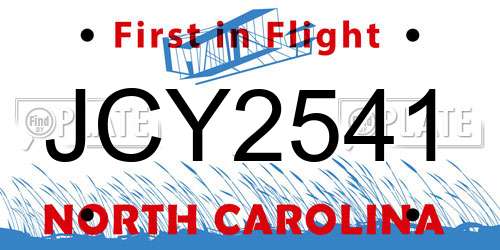 JCY2541 North Carolina License Plate