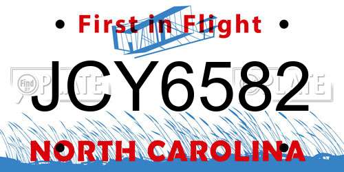 JCY6582 North Carolina License Plate