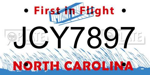 JCY7897 North Carolina License Plate