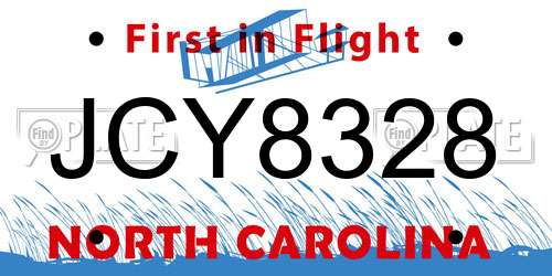 JCY8328 North Carolina License Plate