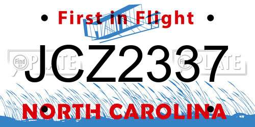 JCZ2337 North Carolina License Plate