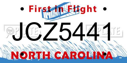 JCZ5441 North Carolina License Plate