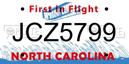 JCZ5799 North Carolina License Plate
