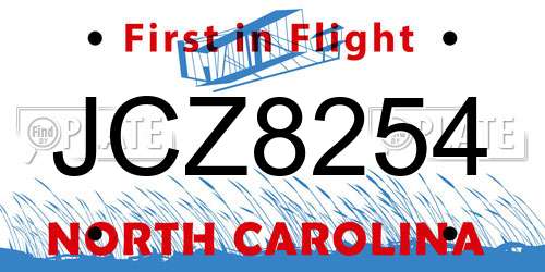 JCZ8254 North Carolina License Plate