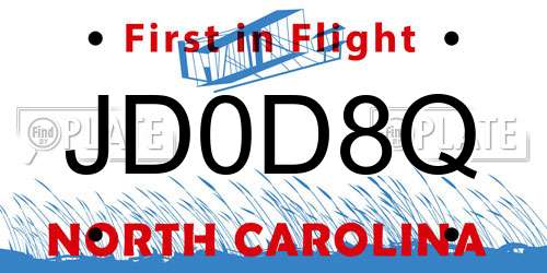JD0D8Q North Carolina License Plate
