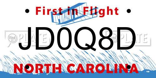 JD0Q8D North Carolina License Plate