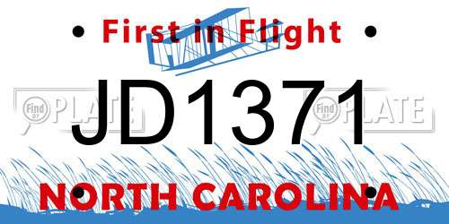 JD1371 North Carolina License Plate