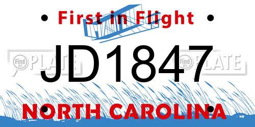 JD1847 North Carolina License Plate