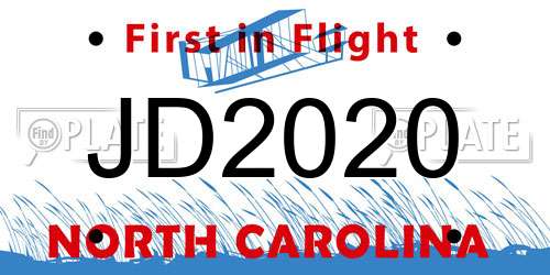 JD2020 North Carolina License Plate