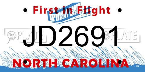 JD2691 North Carolina License Plate