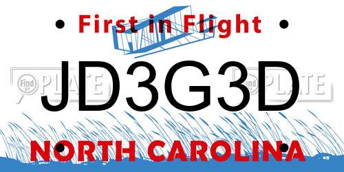 JD3G3D North Carolina License Plate