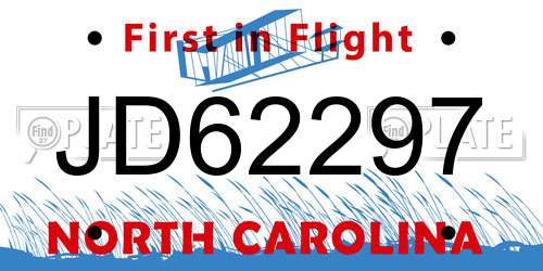 JD62297 North Carolina License Plate