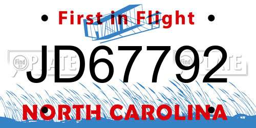JD67792 North Carolina License Plate