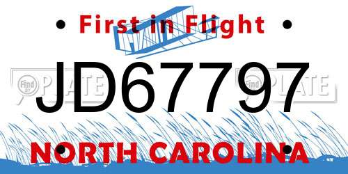 JD67797 North Carolina License Plate