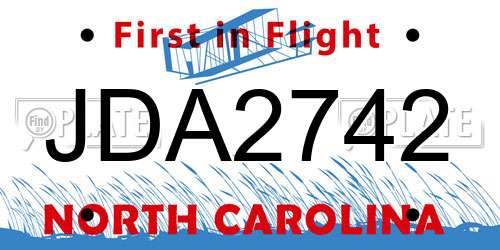 JDA2742 North Carolina License Plate