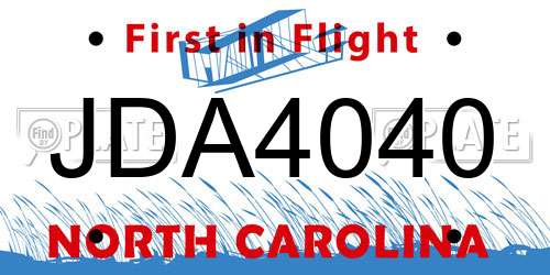 JDA4040 North Carolina License Plate