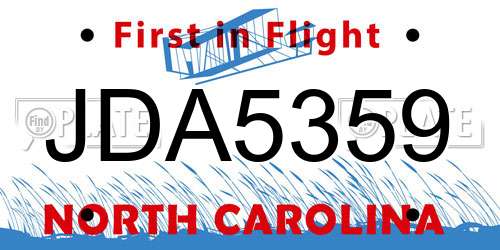 JDA5359 North Carolina License Plate