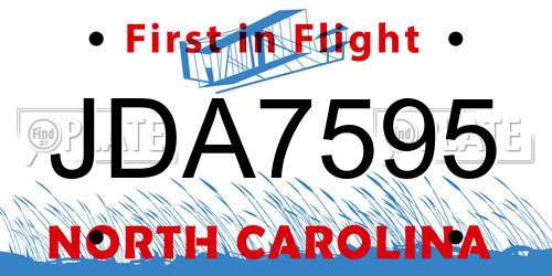 JDA7595 North Carolina License Plate