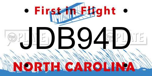 JDB94D North Carolina License Plate